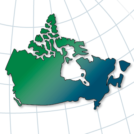 Blue and green gradient icon of Canada