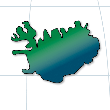 Blue and green gradient icon of the Iceland