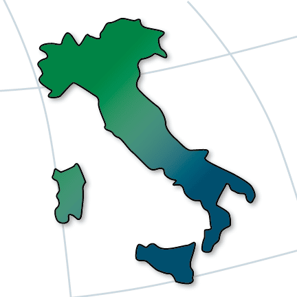 Blue and green gradient icon of Italy