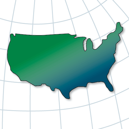 Blue and green gradient icon of the United States